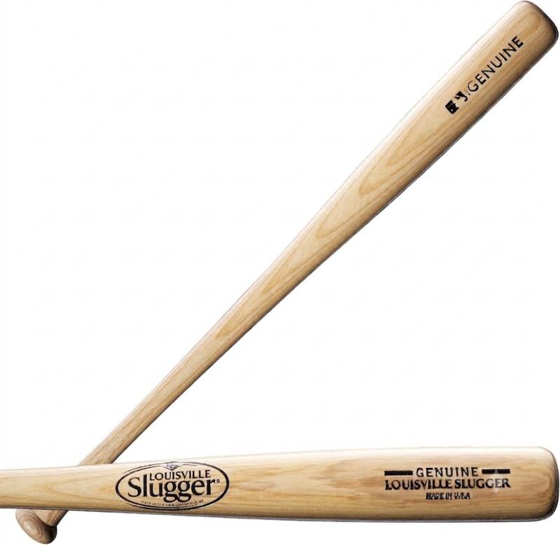 Louisville Slugger Natural Youth Teeball Bat in natural wood with the Louisville Slugger logo, sized for tee ball players.