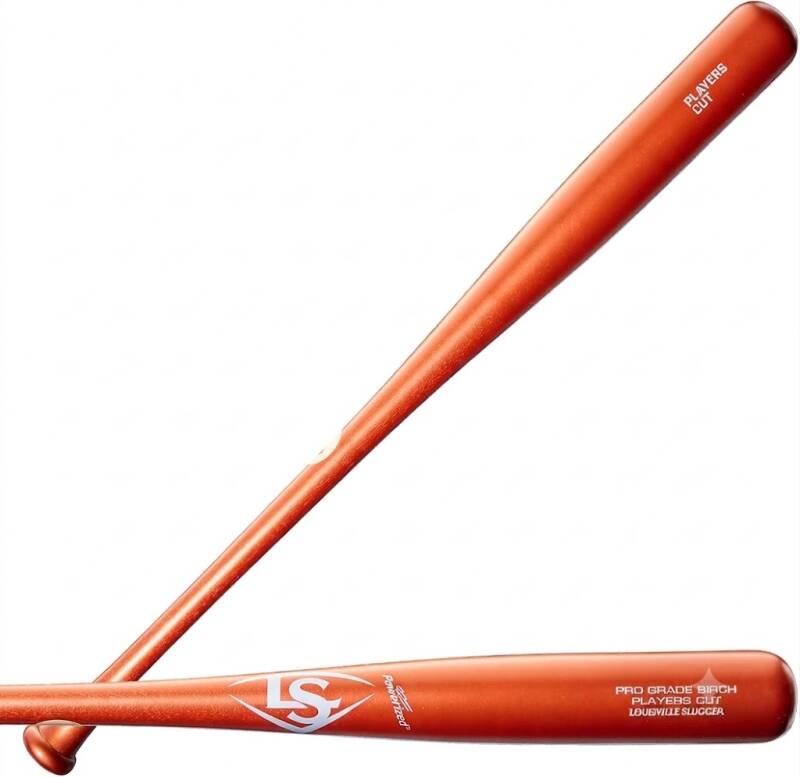 Louisville Slugger Player's Cut Birch Baseball Bats shown displaying the birch grain.