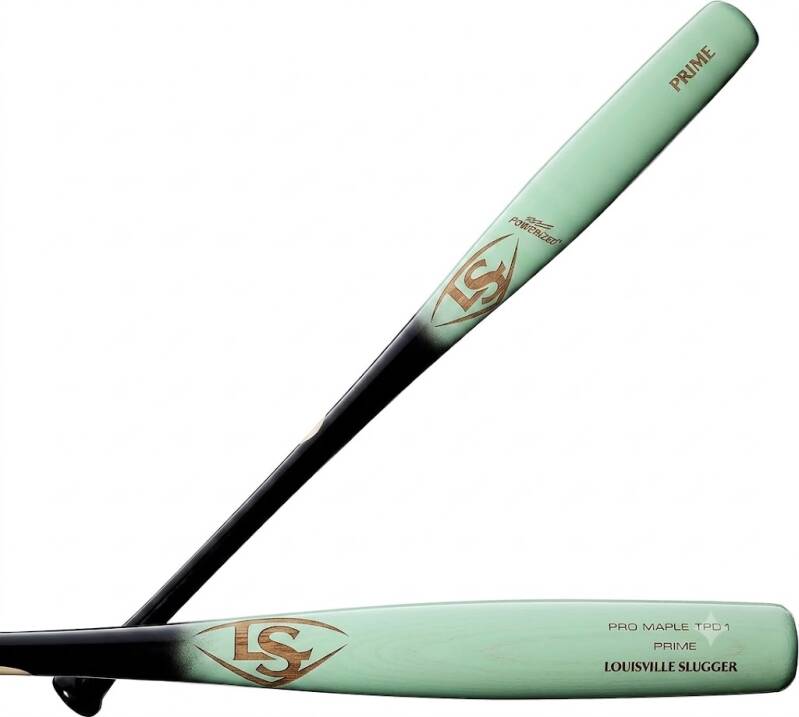 Louisville Slugger Pro Prime TPD1 Torpedo maple wood bat shown in full profile.