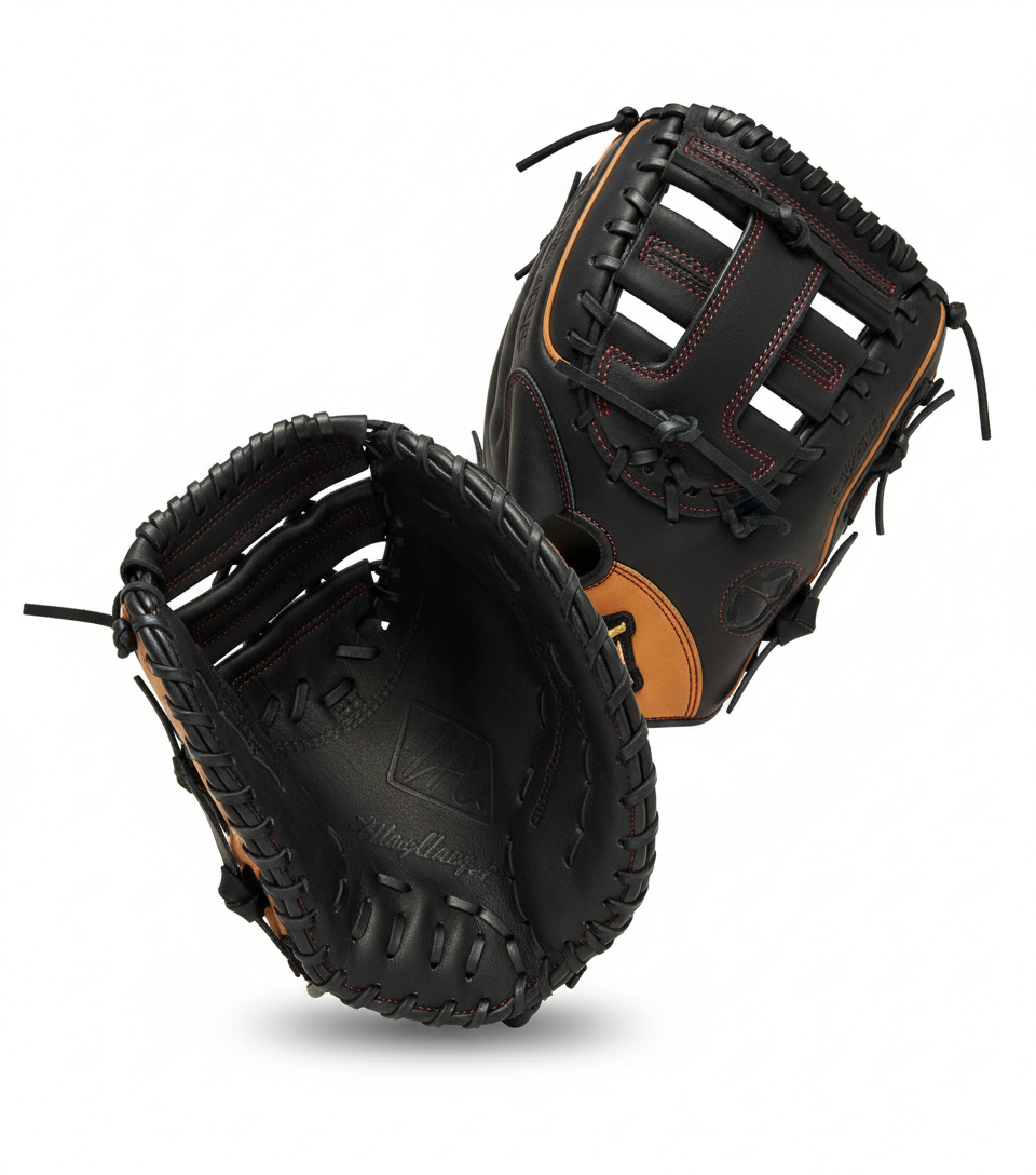 MacGregor 12.5-inch first base mitt featuring a large catching surface, padded pocket, and classic design for baseball and softball first base players