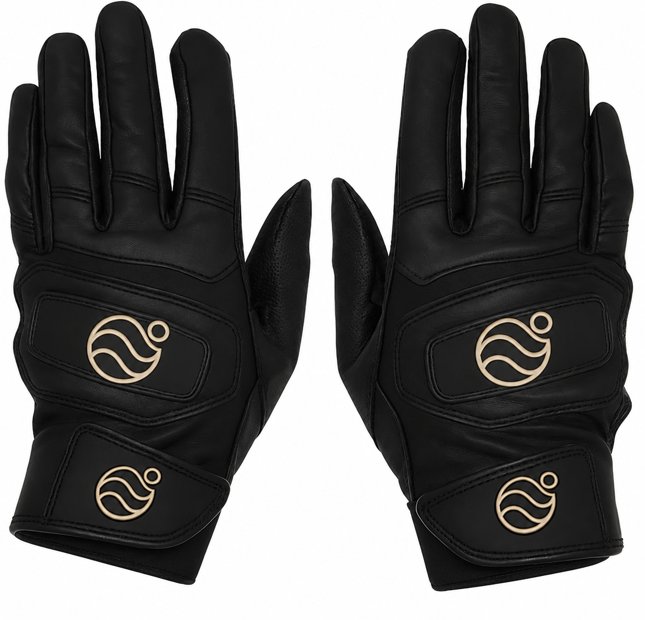 Batting gloves by Marucci in black Pittards leather, for adult players.