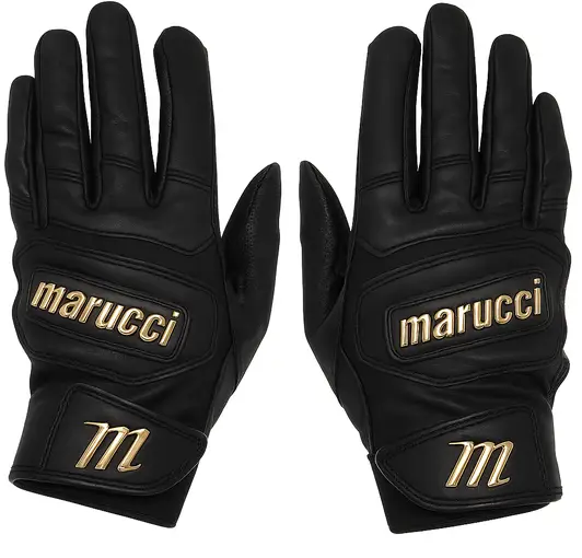 MARUCCI 2021 PITTARDS Reserve batting gloves displayed showing their Pittards treated leather palm and premium Reserve construction.