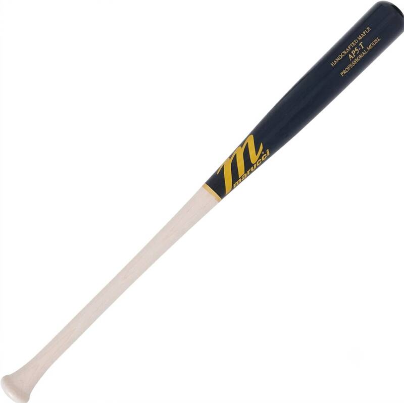 MARUCCI AP5 Youth Model Whitewash/Navy Youth Maple Wood BAT in a whitewash and navy finish with the Marucci logo, built on the AP5 model for youth players.