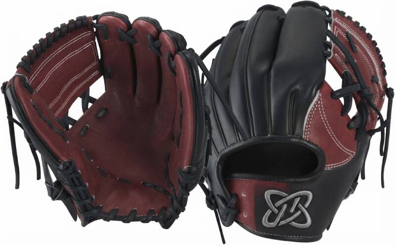 Marucci Capitol Series Baseball Fielding Glove, a leather fielding glove in cream with purple pinstripes and pink Marucci accents.