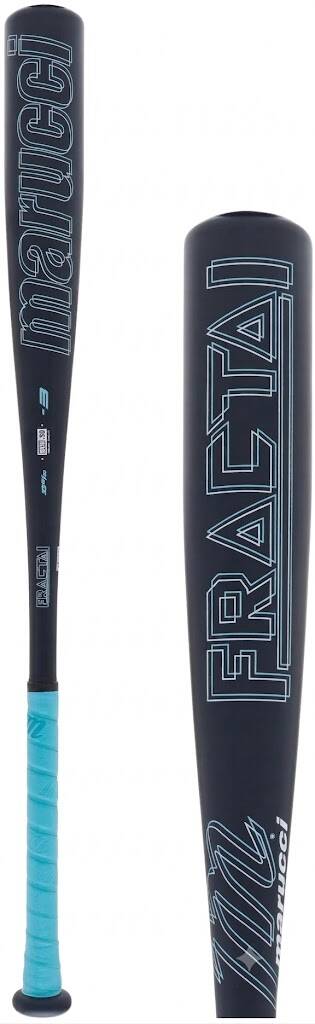 MARUCCI Fractal BBCOR -3 in matte black with a light blue grip.