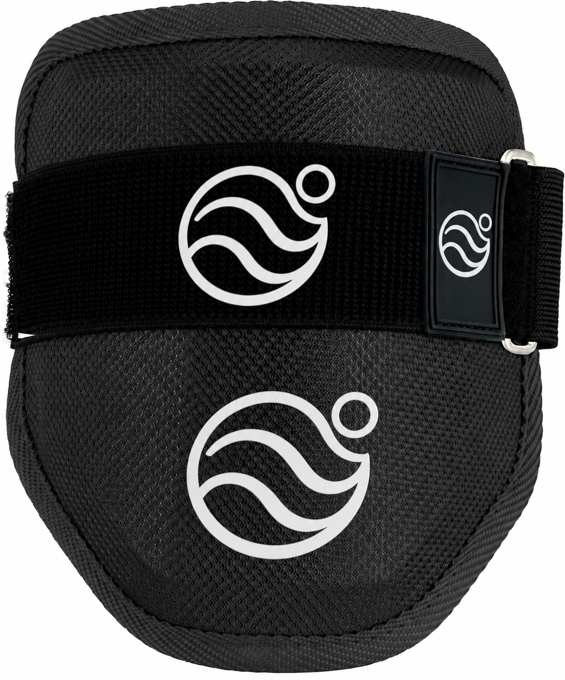 Baseball elbow guard by Marucci for adults, in black with a mesh shell.