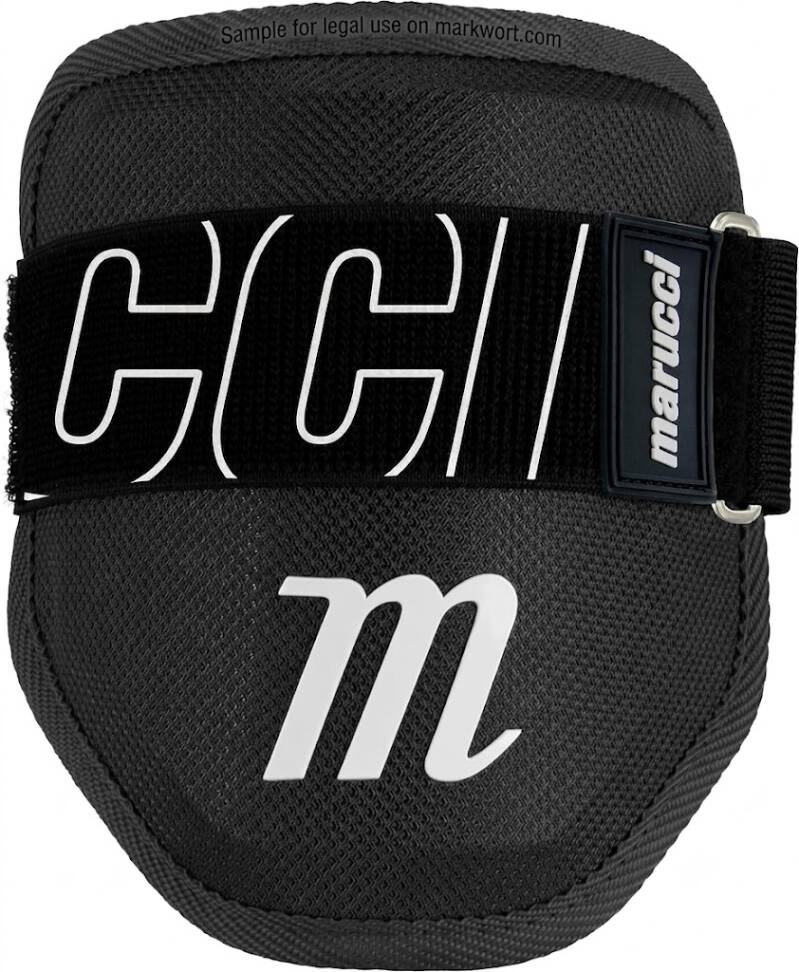 MARUCCI Protective Adult Elbow Guard V4 in black with white CCI branding and adjustable buckle strap.
