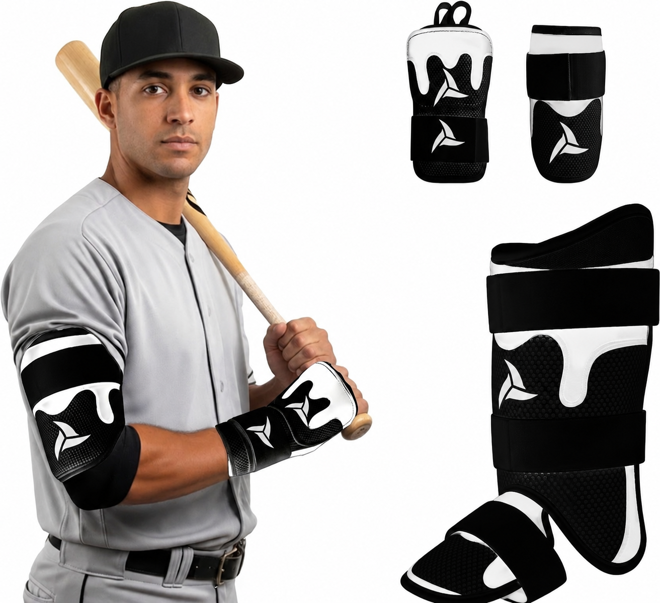 Baseball elbow guard by MediCaptain, with matching hand and leg guards.