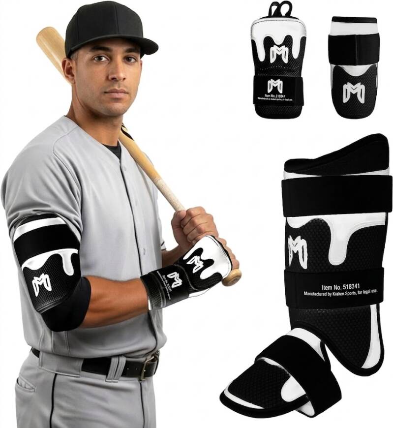 MediCaptain TripleGuard complete protection kit in black and white, includes hand guard, elbow guard, and leg guard.