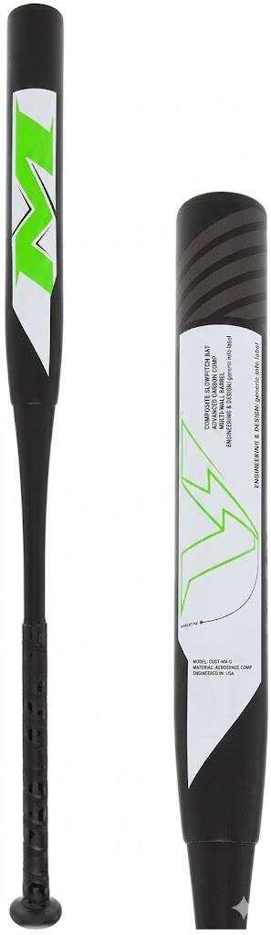 Miken MV-1 13 Inch Maxload Dual Stamp 240 Slow Pitch Softball Bat MPMV with two-piece composite Maxload construction and dual-stamp certification delivering maximum end-load barrel concentration for competitive recreational slowpitch power hitters.