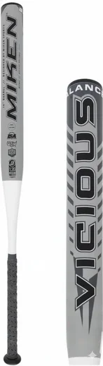 Miken Vicious 14" Balanced Dual Stamp Slow Pitch Softball Bat displayed showing its one-piece Dual Flex Composite construction and 14" balanced barrel profile for contact-first slowpitch players.
