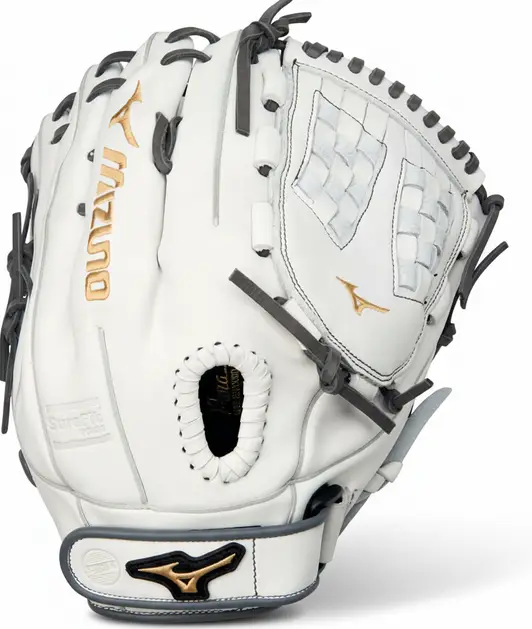 Mizuno MVP Prime Fastpitch Softball Glove displayed showing its Bio Soft leather construction and Powerlock wrist adjustment in fastpitch infield design for competitive players.