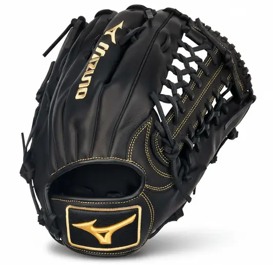 Mizuno MVP Prime Baseball Glove displayed showing its Bio Soft leather and Center Pocket outfield web design.