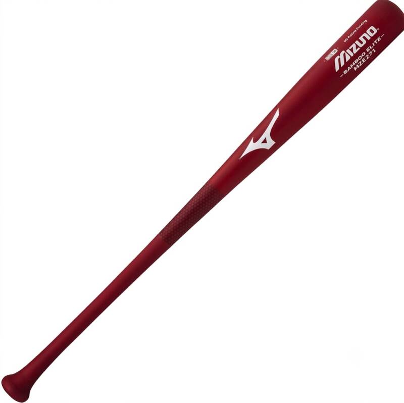 Mizuno MZE 271 Bamboo Elite Baseball Bat in natural bamboo with the Mizuno logo, built on the pro-style 271 turn model.