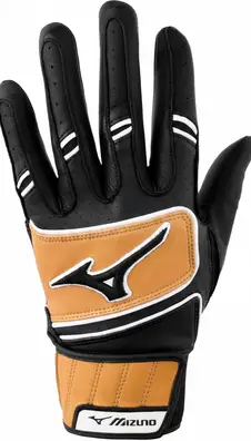 Mizuno Pro Select Adult Baseball Batting Glove with premium leather short cuff construction delivering maximum wrist mobility at Mizuno's top competitive batting glove tier for baseball players.