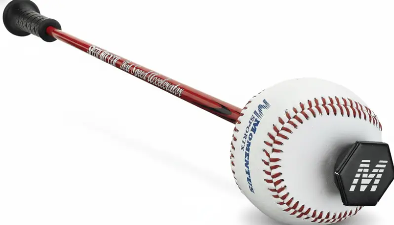 Momentus Speed Hitter Baseball Swing Trainer weighted overload bat shown for bat speed and rotational strength development for competitive baseball hitters.