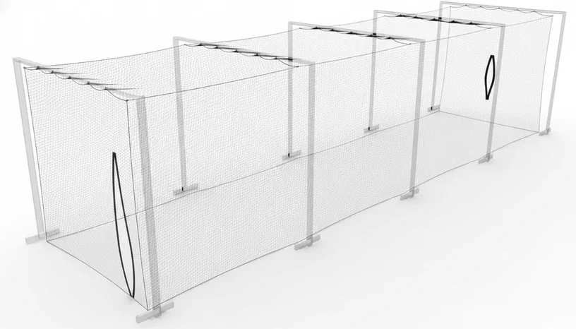 Bullro 30ft Baseball Batting Cage Nets displayed showing its quality accessible netting construction and standard 30-foot batting cage design.