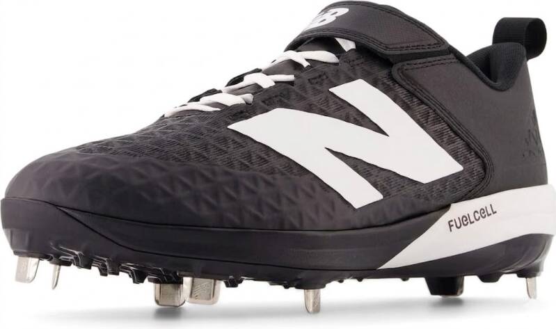 New Balance Men's FuelCell 4040 V8 Metal Baseball Cleats showing FuelCell midsole and metal spike outsole construction on a neutral background.