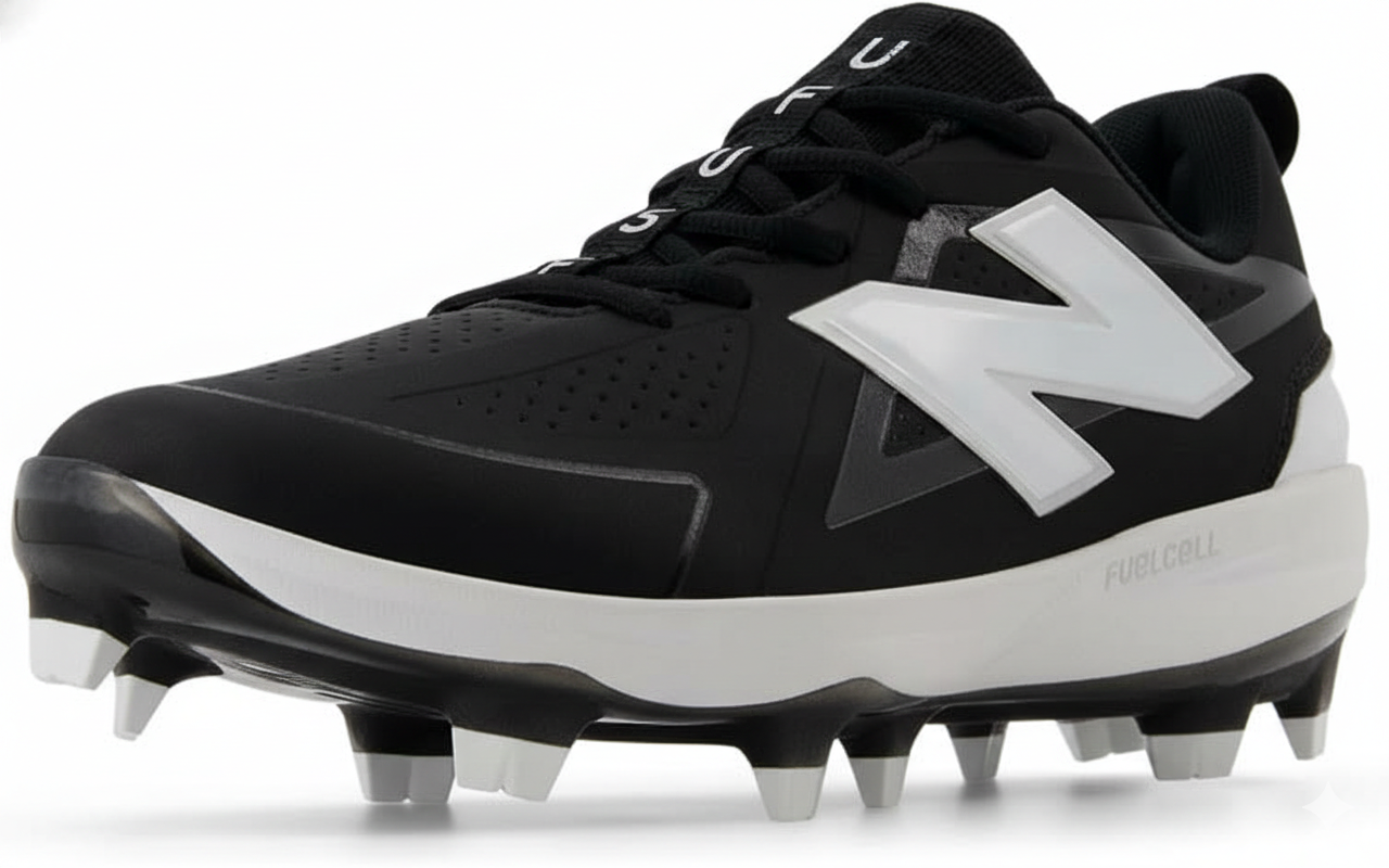 New Balance Women's FuelCell Fuse V5 Molded softball cleats with FuelCell energy-return midsole and lightweight molded outsole built for speed-focused fastpitch players on turf and mixed surfaces.