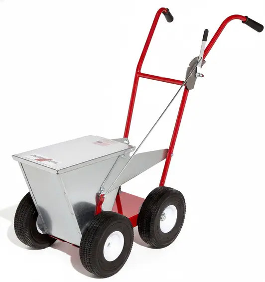 Newstripe NewLiner Dry Line Chalking and Striping Machine with American-made precision chalk dispensing system for consistent baseball and softball field line marking.
