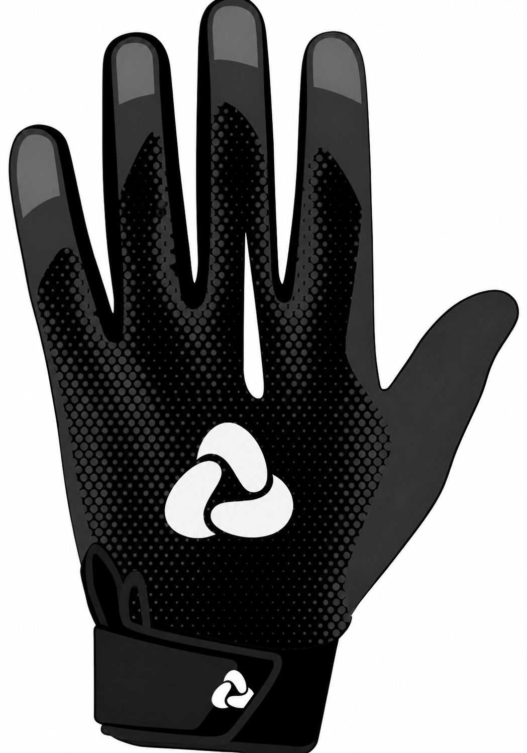 Batting gloves by Nike, in black with gray fingertips.