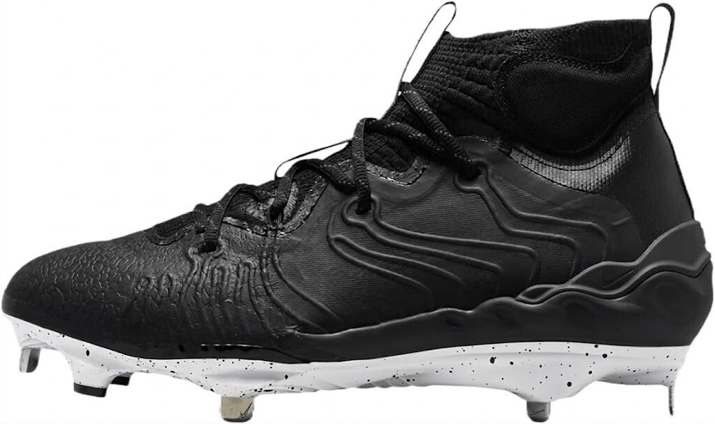 Nike Alpha Huarache NXT Metal Baseball Cleats showing NXT Huarache fit system and full-length React foam midsole construction on a neutral background.