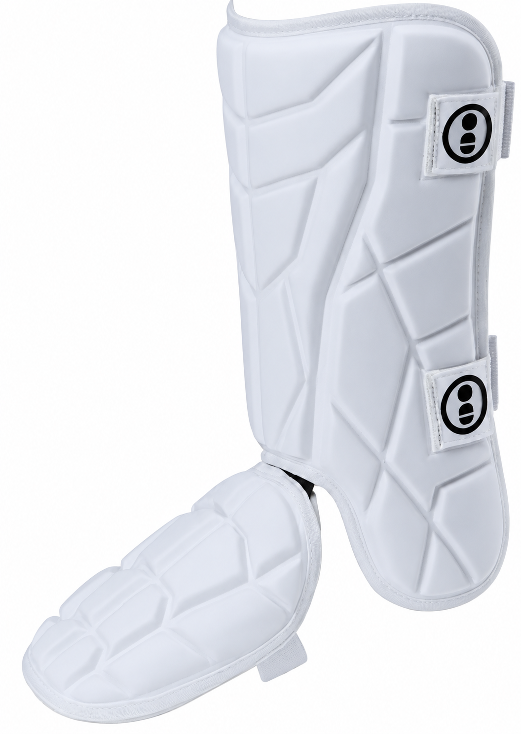 Baseball leg guard by Nuribase, in white with molded padding.