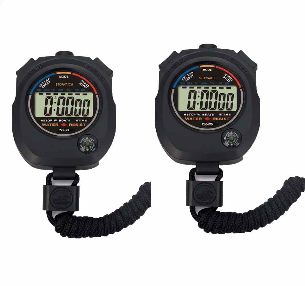 Pgzsy 2 Pack Multi-Function Electronic Digital Sport Stopwatch Timer with lap and split timing functions for precise interval tracking across multiple simultaneous coaching tasks.