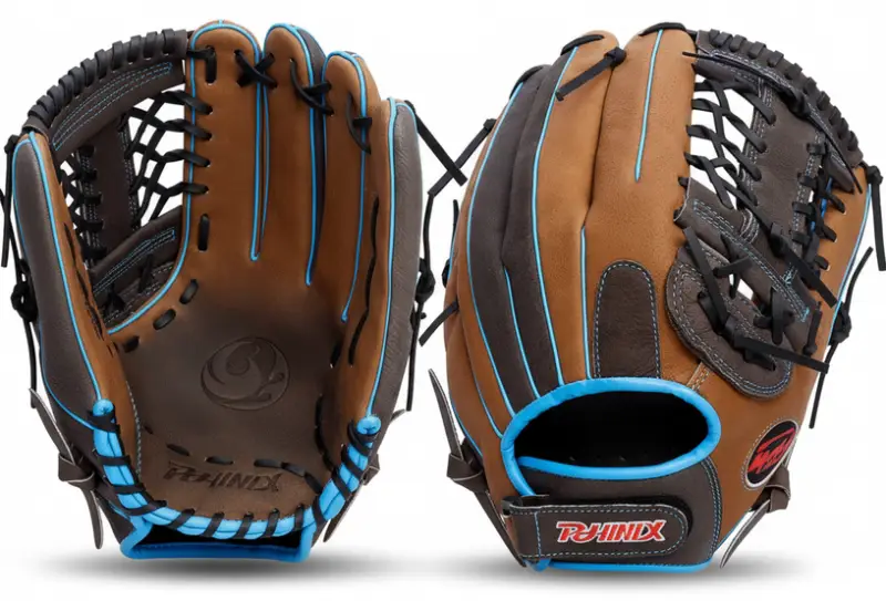 PHINIX 14 Inch Slowpitch All Pigskin Softball Glove displayed showing its maximum 14" catching surface and naturally soft pigskin leather construction for slowpitch outfielders.