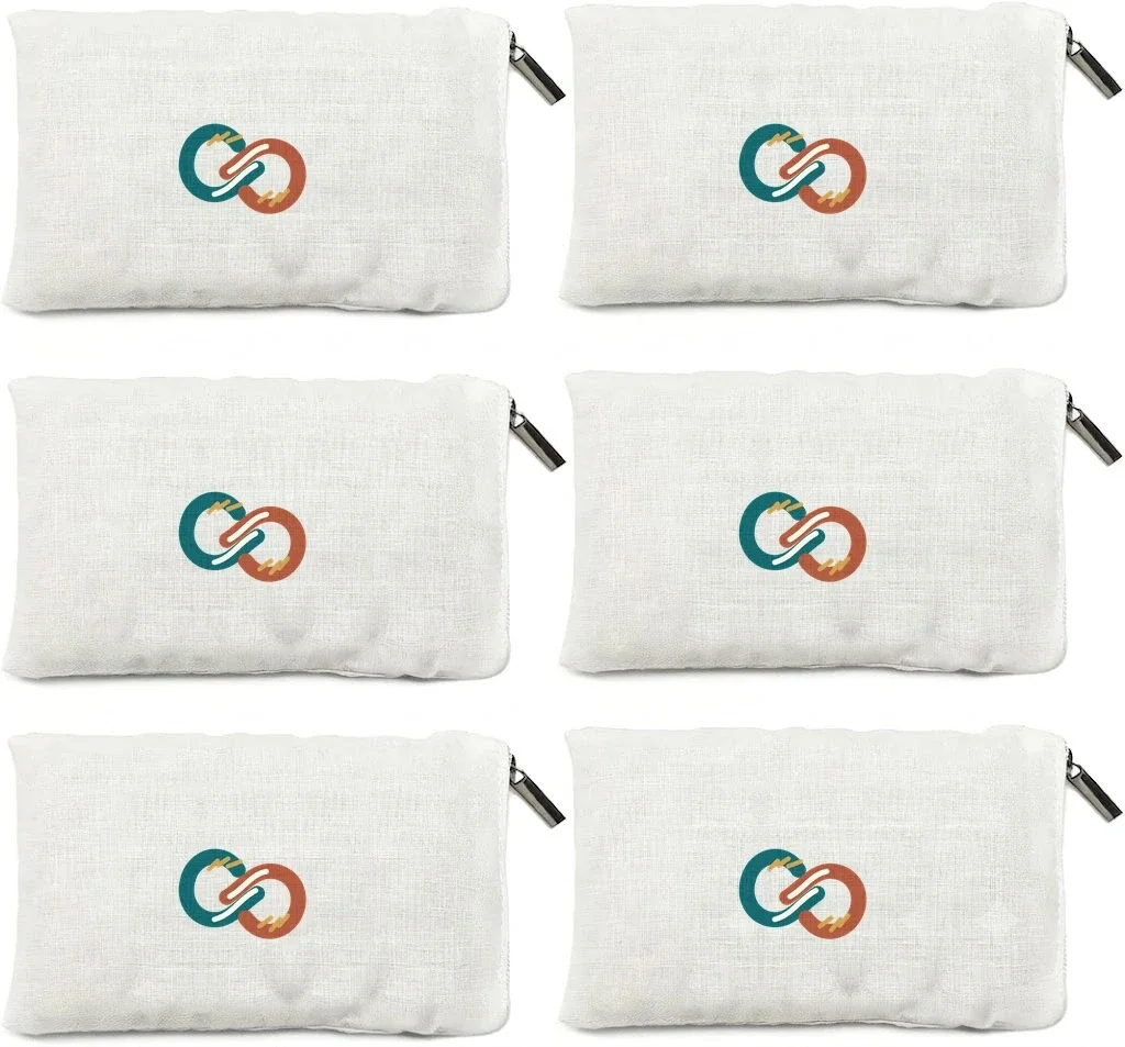 Rosin bags by Play as Pro, six white linen pouches with silver zipper pulls.