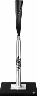 PLAYAPUT Baseball Batting Tee displayed showing its adjustable height mechanism and flexible rubber stem on a standard base.