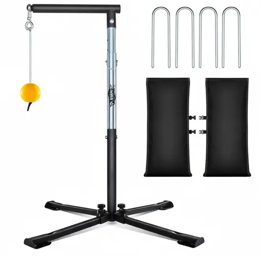 PLAYAPUT Baseball Softball Batting Tee with Tethered Ball Auto Reset Baseball Swing Trainer shown for continuous solo contact development without retrieval or repositioning between swings.