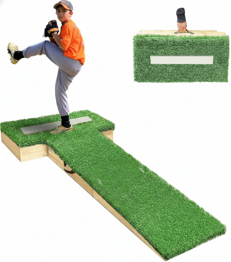PROLEE Pitching Mound 6.5-inch with anti-fade turf delivering intermediate elevation for advanced competitive youth pitchers ages 12 through 15 progressing toward regulation height.