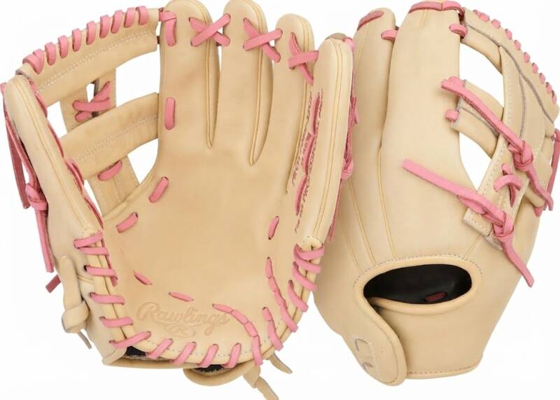 Rawlings | Heart of The Hide Fastpitch Softball Glove | Sizes 11.75" - 12.75", a steerhide fielding glove in tan with a black palm.