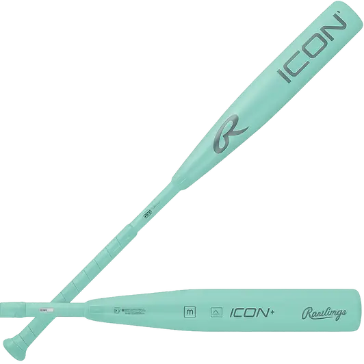 Rawlings 2026 ICON BBCOR baseball bat with two-piece composite construction delivering one of the largest sweet spots and highest composite performance ratings in the 2026 high school and collegiate market.