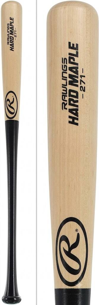 Rawlings Adirondack 271 Hard Maple Wood Bat in hard maple with the Rawlings logo, built on the 271 turn model.