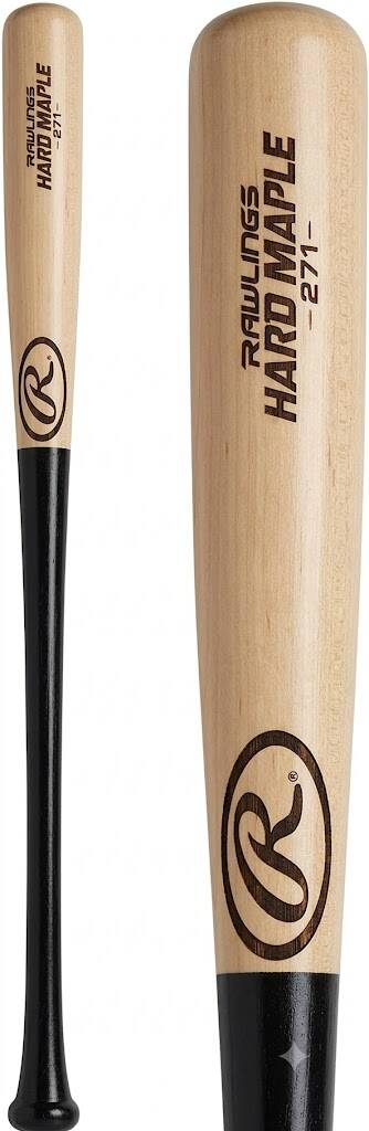 Rawlings Adirondack 271 Wood Bat in hard maple with the Rawlings logo, built on the 271 turn model.