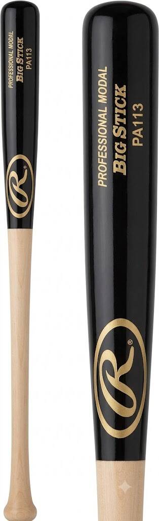 Rawlings Big Stick Birch Wood Baseball Bat in the I13 turn model with end load and the Rawlings logo on the barrel.