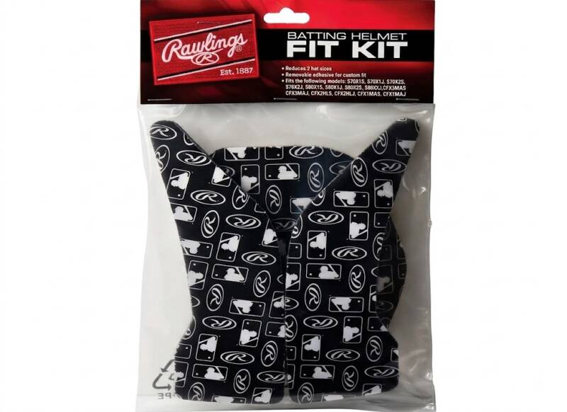 Rawlings CFXFK Coolflo Fit Kit for batting helmets, adhesive foam padding inserts in retail packaging for custom helmet sizing.