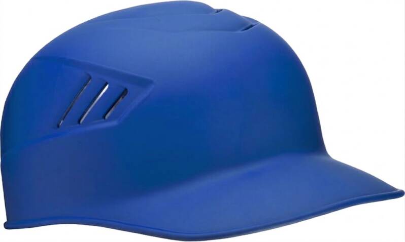 Base coach helmet by Rawlings COOLFLO Base Coach Helmet Matte Skull Cap in blue matte finish with integrated side ventilation.