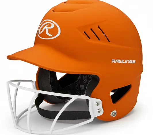 Rawlings COOLFLO Batting Helmet with Facemask displayed showing its ventilation channel construction and integrated facemask design.