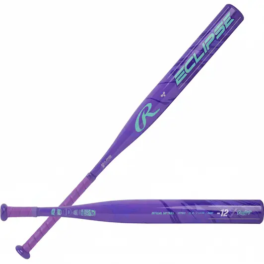 Rawlings Eclipse fastpitch softball bat with durable alloy barrel and balanced swing weight designed for reliable contact.