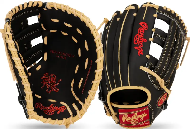Rawlings Heart of the Hide Baseball First Base Mitt displayed showing its proven premium leather construction and first base-specific pocket and heel design for competitive players.
