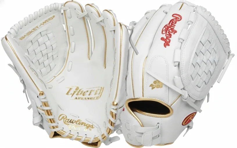 Rawlings Liberty Advanced Fastpitch Softball Glove displayed showing its full-grain leather construction and dedicated female fastpitch pattern design.