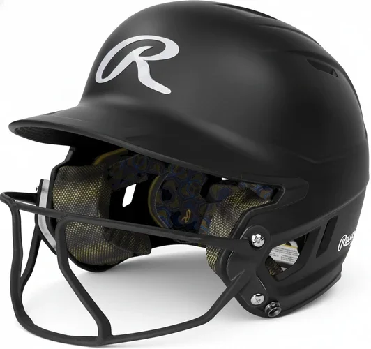Rawlings MACH HI-VIZ Fastpitch Softball Batting Helmet displayed showing its high-visibility shell colorway and attached face guard construction against a neutral background.