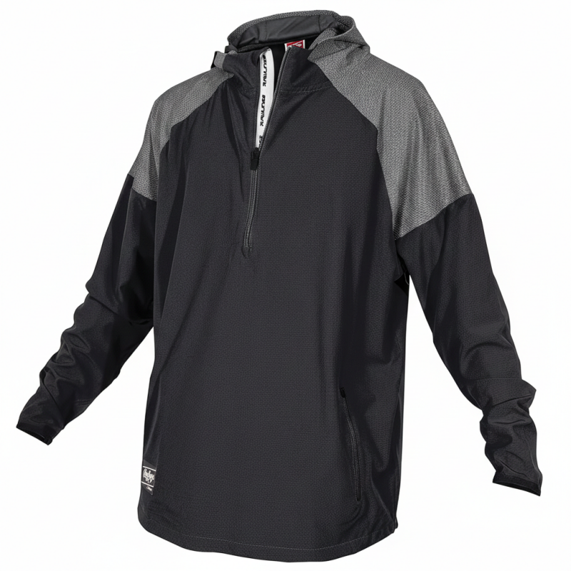 Rawlings Men's Colorsync Long Sleeve Hooded Jacket with full-coverage professional construction for early season evening and cool weather baseball softball coaching situations.