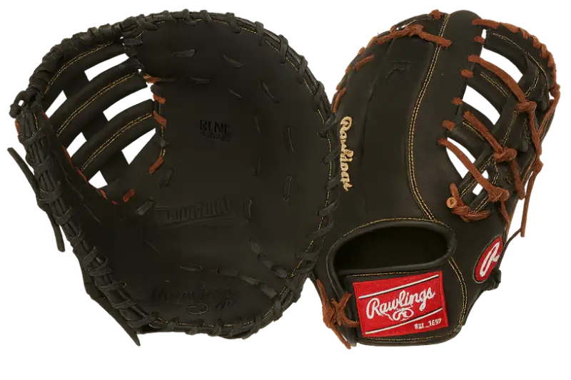 Rawlings Player Preferred First Base Mitt displayed showing its genuine leather construction and accessible first base rounded pocket design for competitive and recreational players.