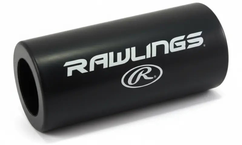 Rawlings Pro Style 24oz bat weight sleeve in black designed to distribute warmup resistance along the barrel for high school and adult pre-game activation.