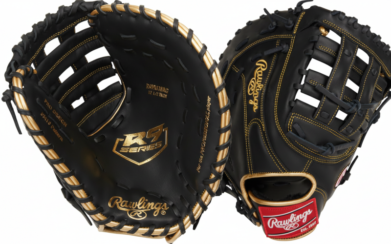 Rawlings R9 Series Baseball Glove displayed showing its R9 leather construction and first base-appropriate pocket design.