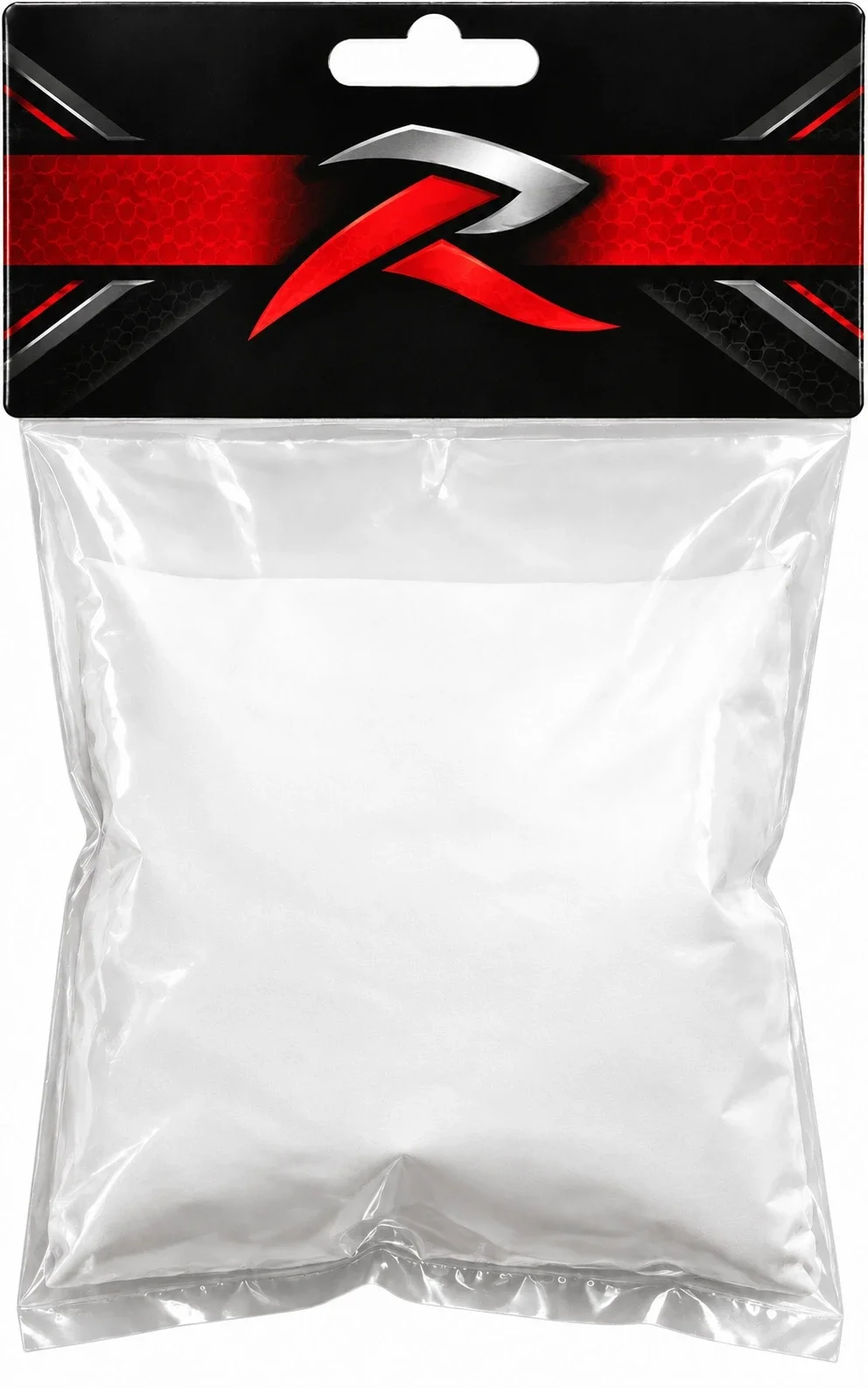 Rosin bag by Rawlings, white pouch in a clear bag with a black-and-red header.